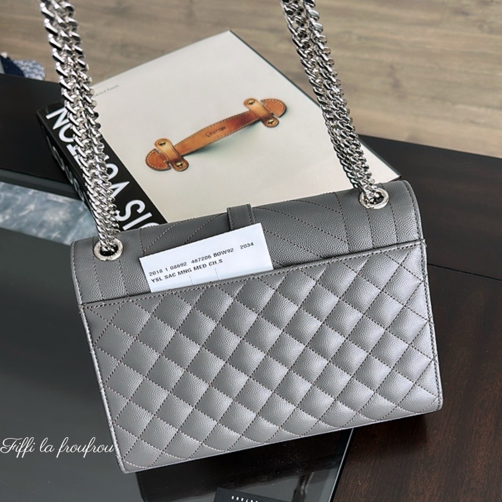 Authentic Yves Saint Laurent Gray envelope medium Bag - Picture 3 of 14